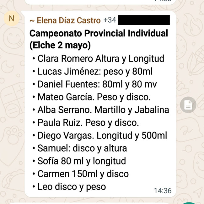 Listado final